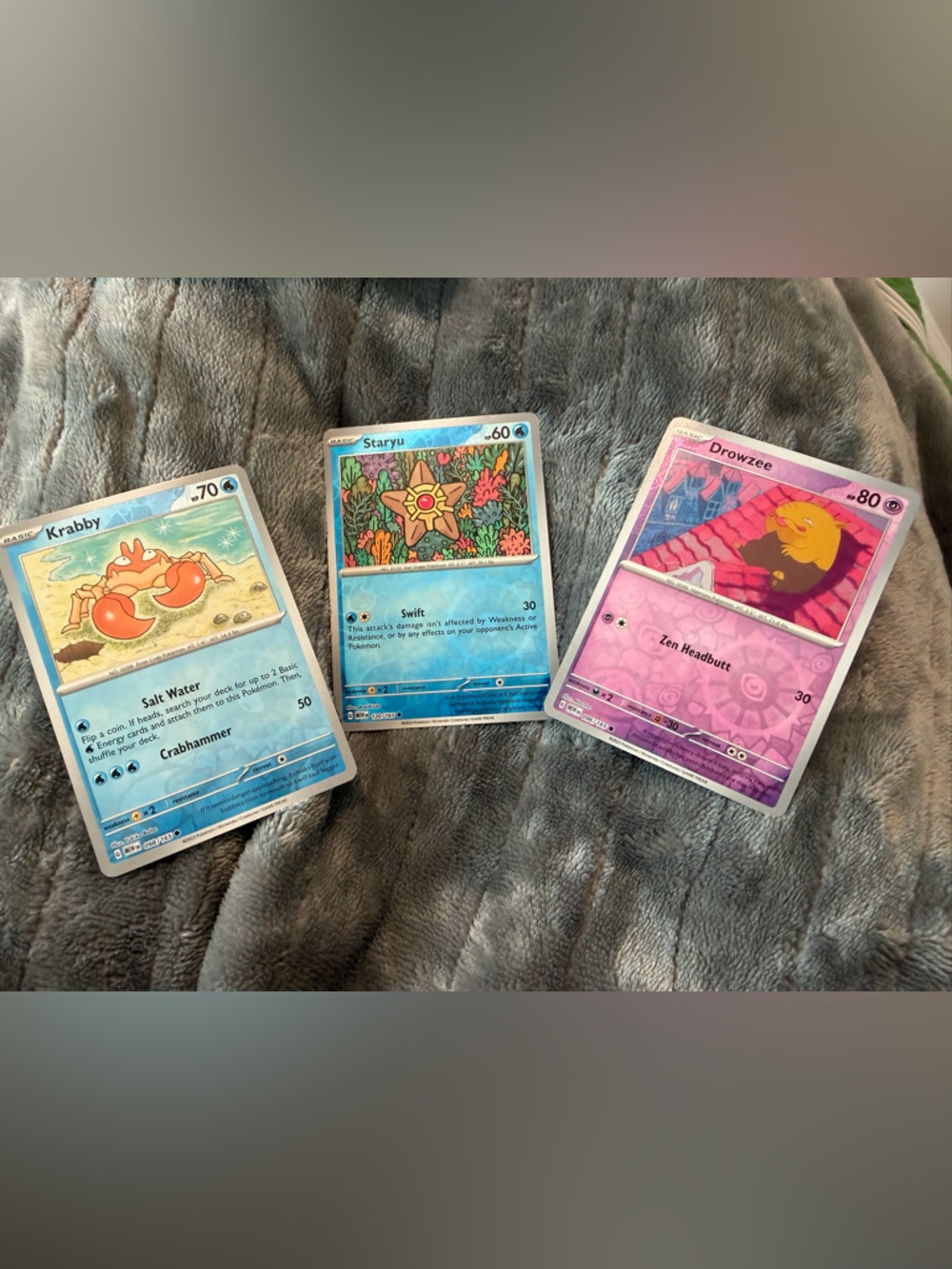 Pokemon Blue & Pink Pokemon TCG Single Cards - Krabby, Staryu, Drowzee